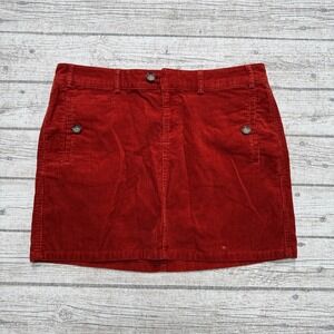 Banana Republic Corduroy Mini Skirt Women's 8 Red Rust Straight Fit Summer Retro